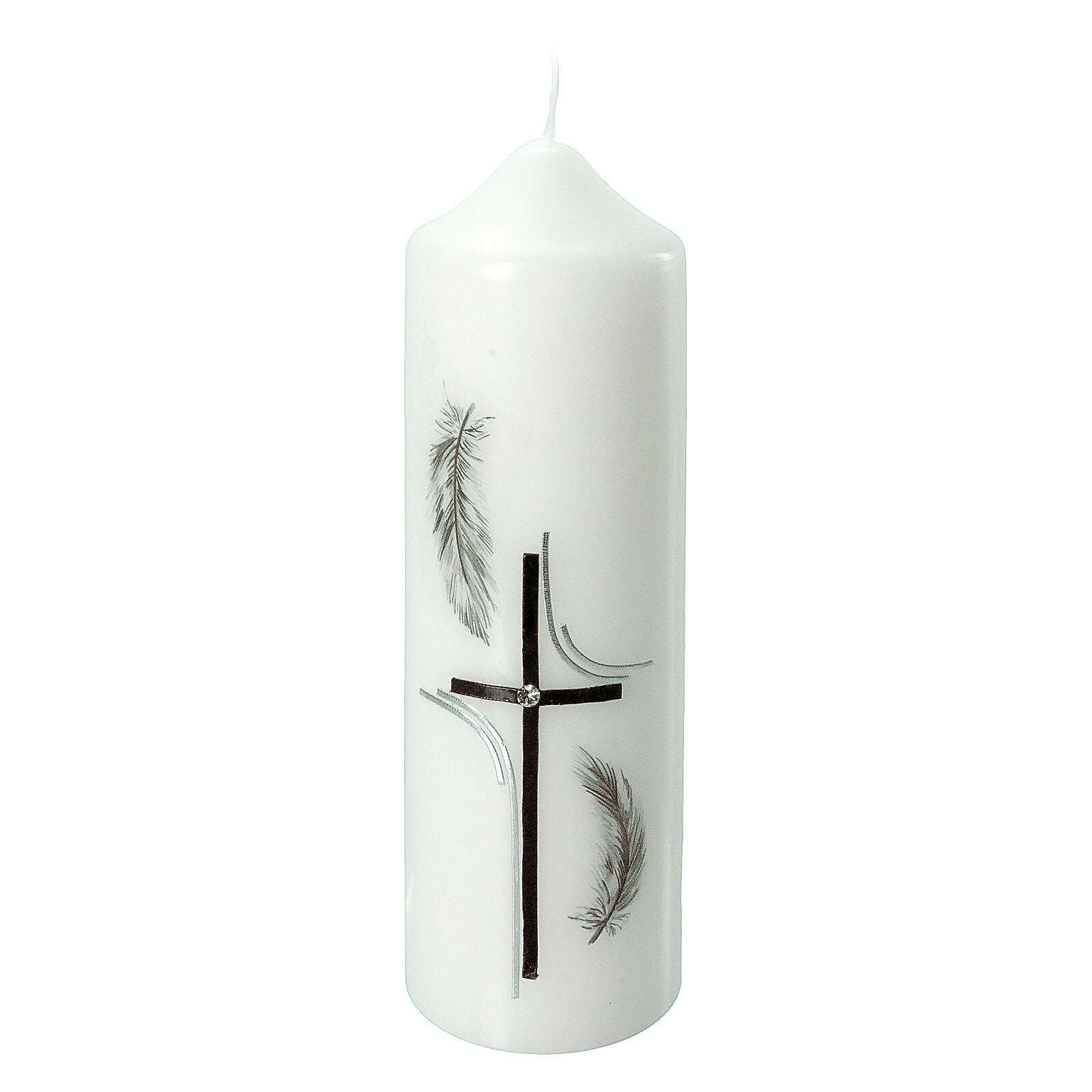 Funeral Candle with Black Feathers 16,5x5 cm