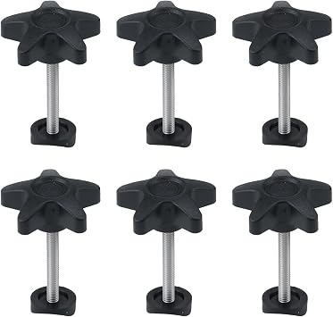 Crapyt 6 PCS Adjustment Bolts Drive Walker Replacement Parts 1.81"0.79" Black Replacement Parts for Walkers Star Knobs