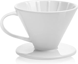 Sweese 660.101 Coffee Dripper, Porcelain Pour Over Coffee Maker for Home, Cafe, Restaurants, Size 02, White