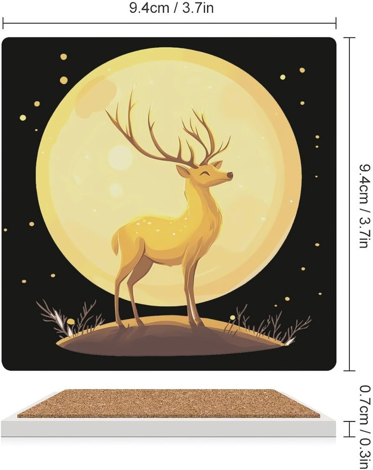 Wilderness Deer Hunting Ceramic Coasters Square Drinks Coaster Coffee Table Decor Table Coaster for Home Bar