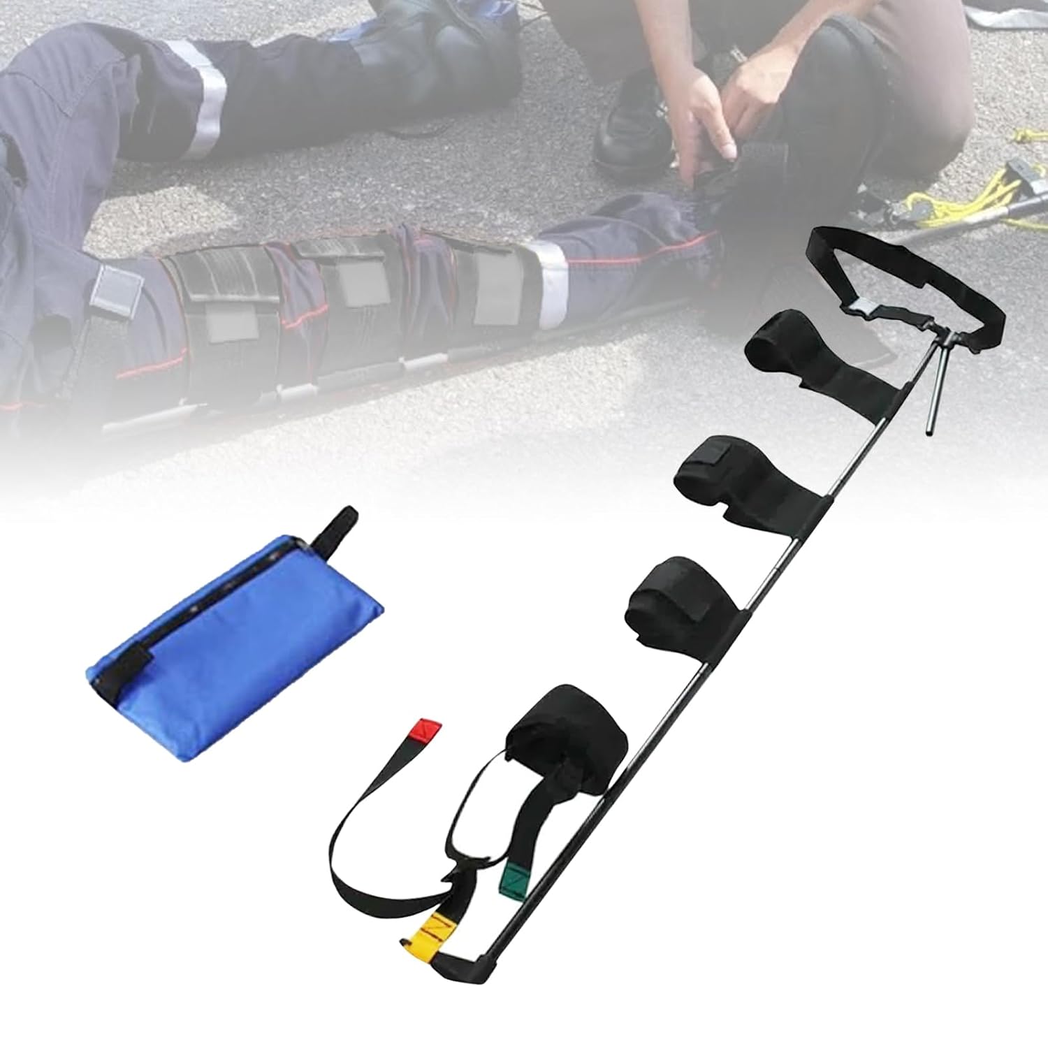 Emergency Leg Traction Splint - Professional Calf/Thigh Immobilization Device for First Aid & Rescue, Lightweight Aluminum Splint with Padded Straps