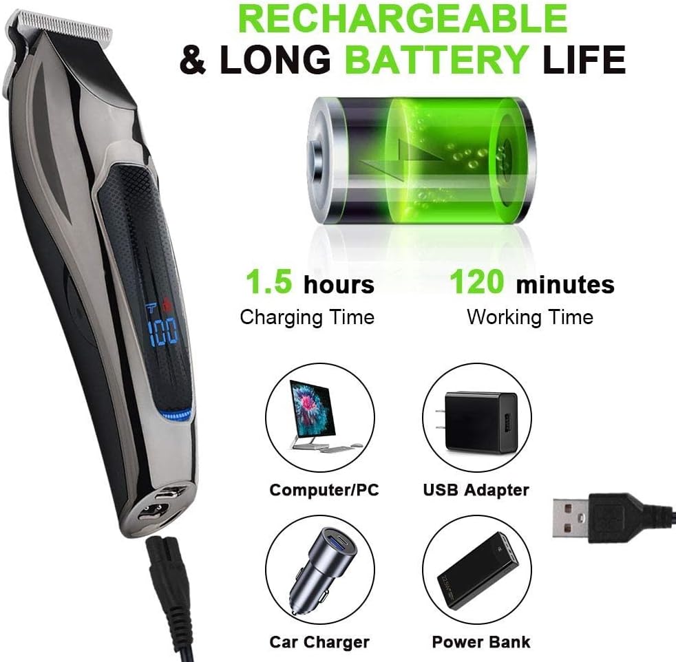 Hair Clippers for Men Clipper Oil Head Engraving Electric LCD Digital Display Household Professional Electrical Appliances