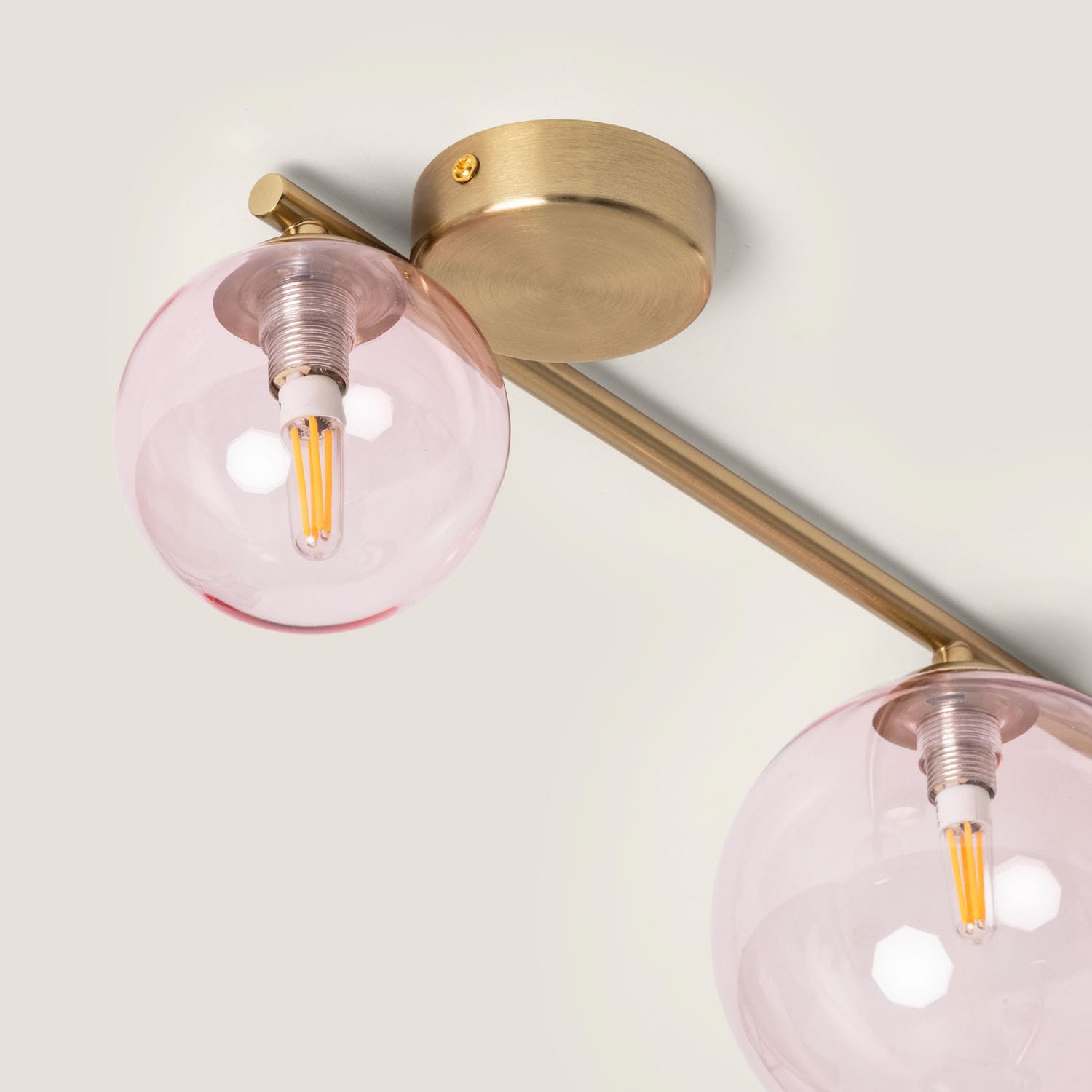 LEDKIA Lampa sufitowa z Metalu i Szkła Moonlight 4 Reflektory, Mosiężna. Ró | 4 obrotowe reflektory | Kompatybilne żarówki G9 | Spersonalizowana atmosfera | Elegancki design