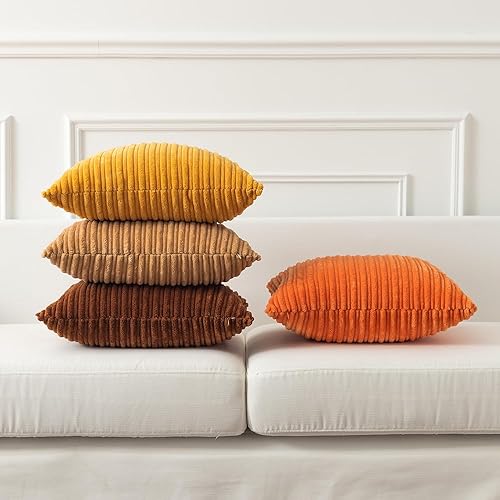 Miniatura 8 de Kevin Textile - Juego de 2 fundas de almohada de pana de terciopelo a rayas