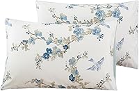 Vista 32 de WINLIFE Juego de 2 fundas de almohada 100% algodón con estampado floral de jardín (estándar 20 x 26 pulgadas, lila)