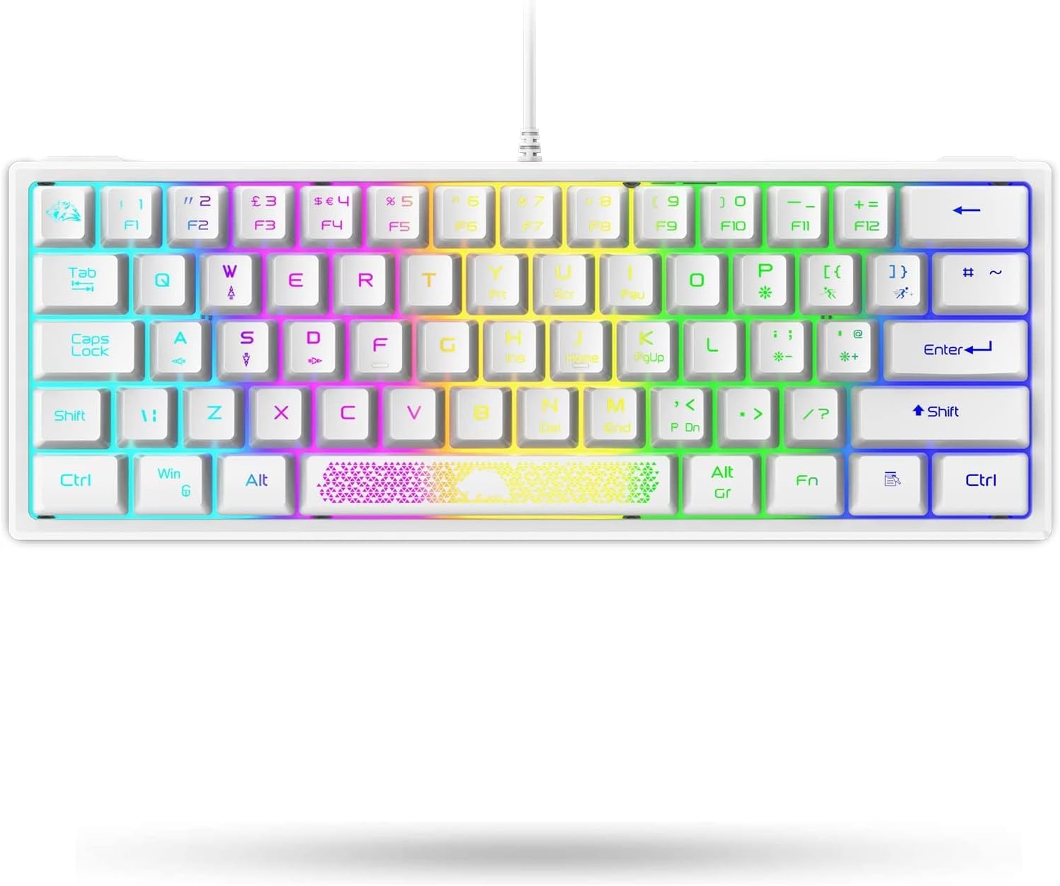 LexonElec K61-60% Compact Gaming Toetsenbord En Muis PC Set Mechanisch Gevoel Mini QWERTY UK Layout Ergonomisch RGB Verlicht Keyboard - 12000 DPI Ademend LED Ultralicht Honeycomb Mouse Voor Mac LexonElec K61-60% Compact Gaming Toetsenbord En Muis PC Set Mechanisch Gevoel Mini QWERTY UK Layout Ergonomisch RGB Verlicht Keyboard - 12000 DPI Ademend LED Ultralicht Honeycomb Mouse Voor Mac