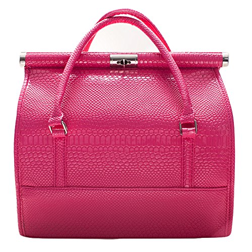 Makeup Case, HOYOFO Professional Makeup Train Case with Extendable Trays Large Beauty Case Cosmetic Storage,Rose Red