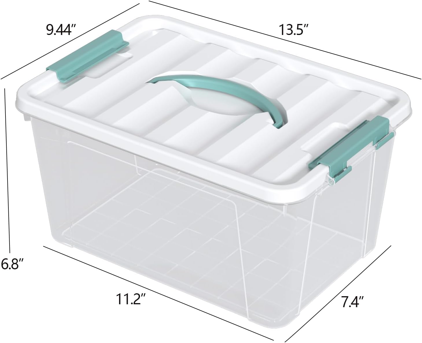 Kiddream 8 Packs 14 Quarts Plastic Storage Box with Lid, Clear Storage Bin with Handle