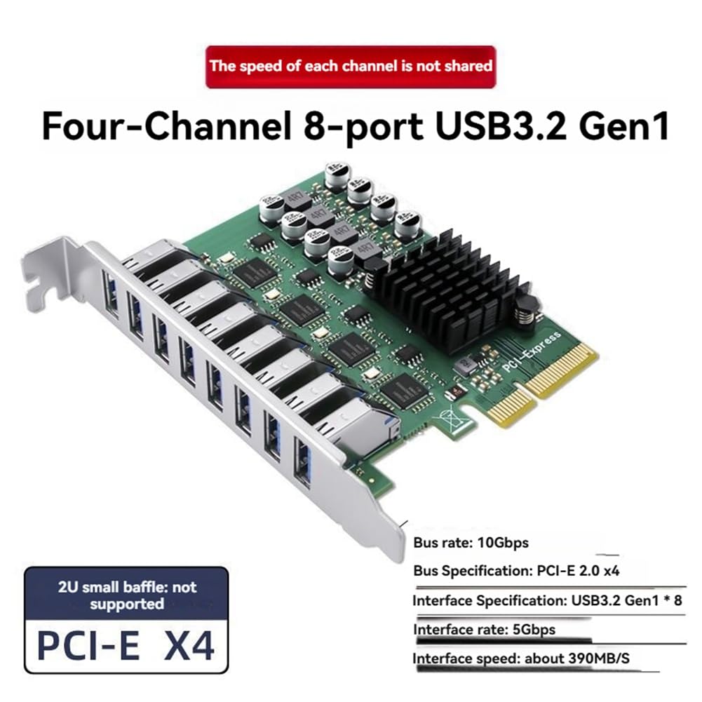 Carte D'Extension PCI Express USB 3.0 8 Ports PCI-E X4 USB 3.0 Carte Adaptateur USB3.0 6 Gbit/S Contrôleur pour PC de Bureau
