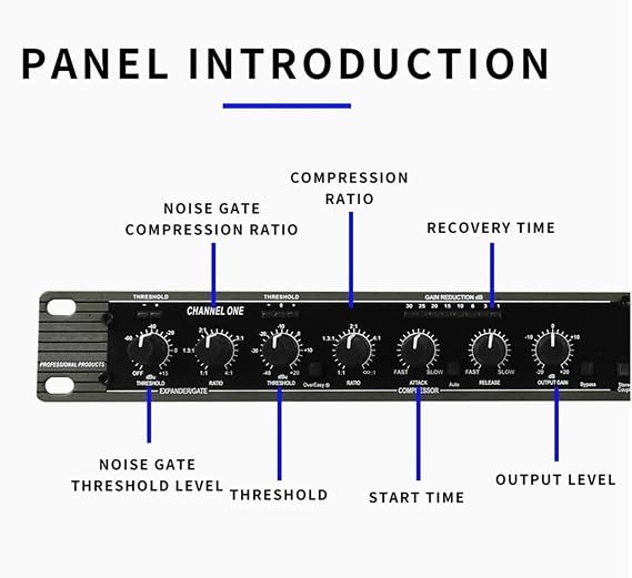 Dual Channel Stereo Compressor Limiter for Stage Performance and Recording Studio, Active Crossover with Reverb Equalization and Anti-Howling Sound Equipment