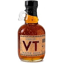 Woods Liquid Maple Gold Vermont Maple Syrup with Real 24K Gold Flakes Vegan, Plant-Based Sweetener Small Batch, Artisanal, Luxury Syrup for Gifting, Cocktails, and Gourmet Cuisine 8.45 oz Glass Bottle