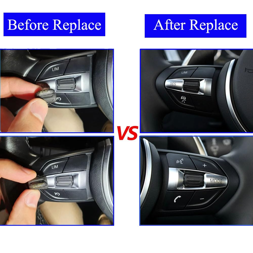 Multifunction M Sport Steering Wheel Control Buttons, Steering Wheel Button Knob Switch Trim Replacement for BMW M Series F10 F11 F30 F31 F34 F01 F02 F07 F06 F12 F25 F15 F16 (Knobs 2PCS)