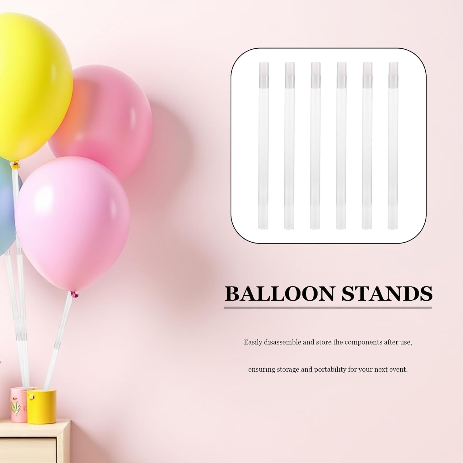 Healifty 40pcs Balloon Sticks Holders Pole For Christmas Decoration Graduation Party And Wedding Decoration Centerpiece Transparent