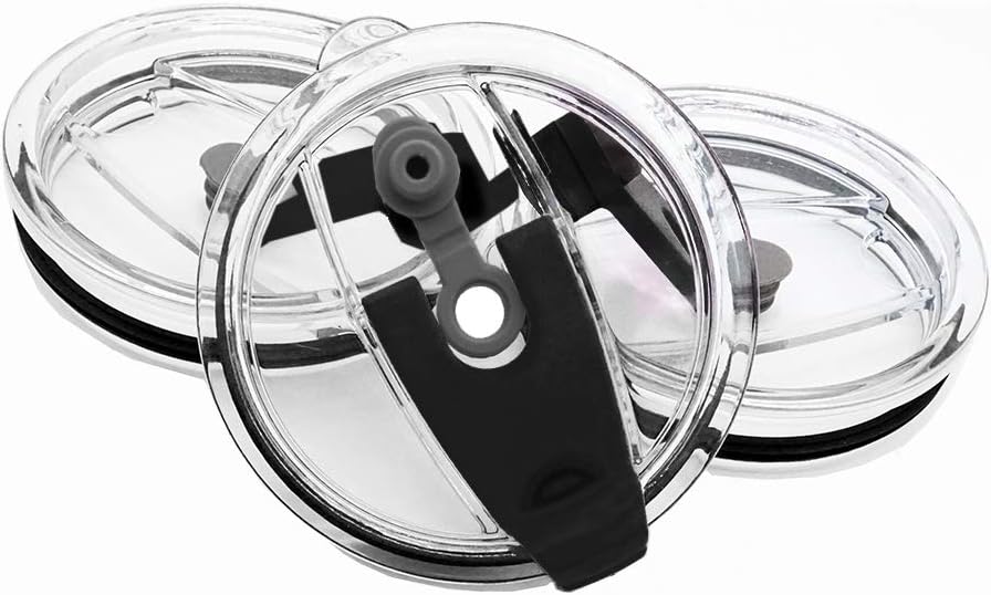 CNYMANY 3 Packs Lids for 30oz Tumblers, Spill-proof Splash Resistant Straw-friendly Cover for Rtic Ozark Trail 30 oz. Cups - Black