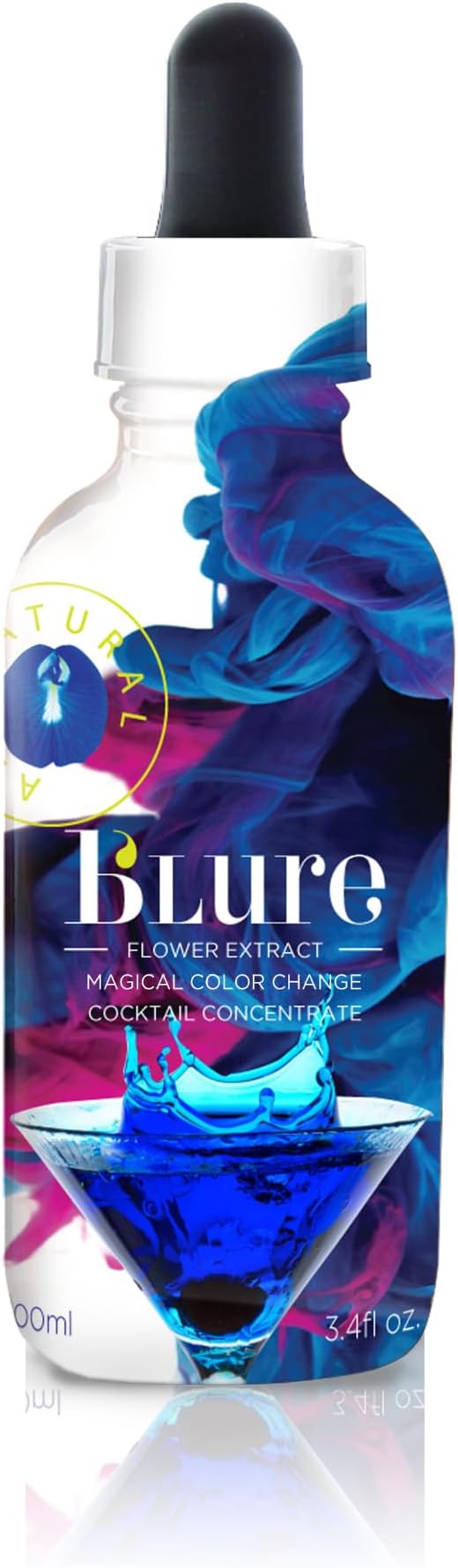 Wild Hibiscus B’Lure Butterfly Pea Flower Extract | 3.4 fl oz (100 ml) | Natural Blue Botanical Extract | Magical Color-Changing Cocktail & Culinary Concentrate