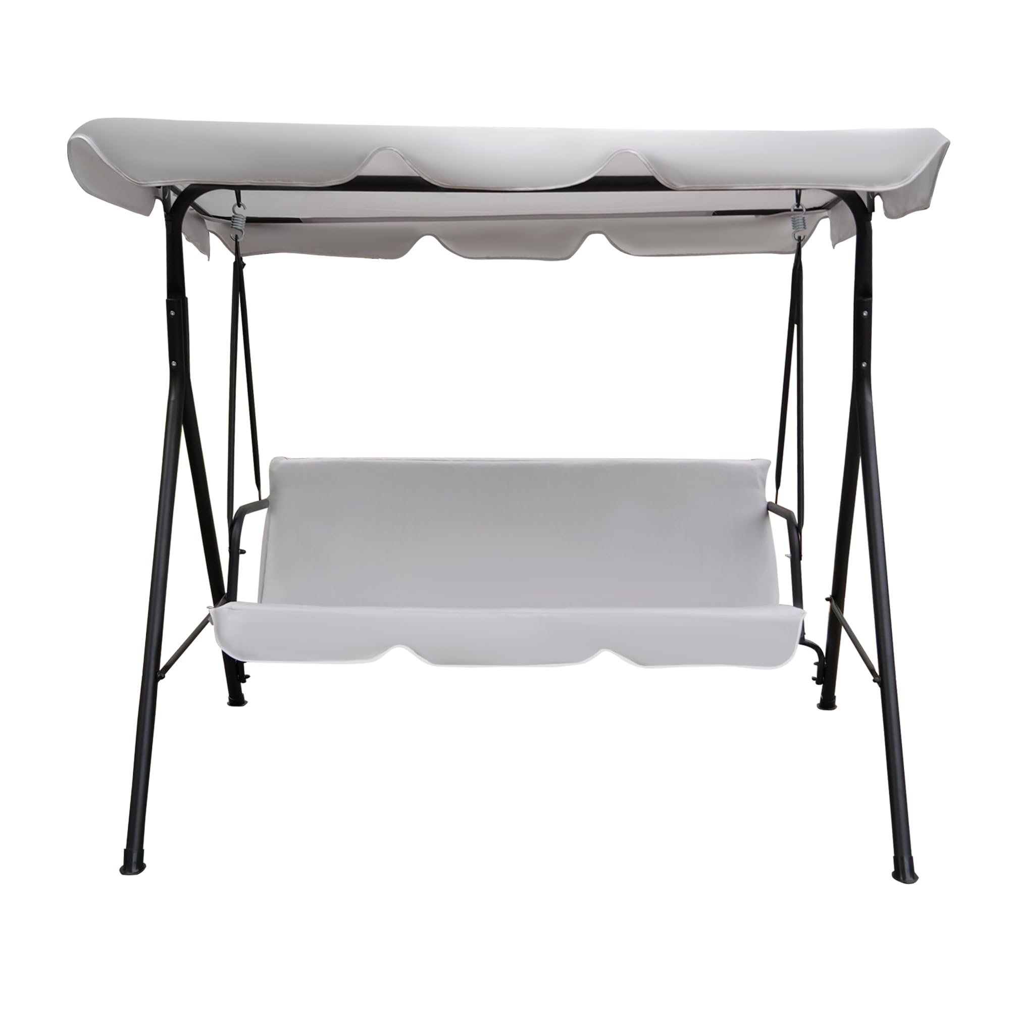 Alivio 3 Seater Swing Chair, Waterproof UV Resistant Swing Seat Padded, Heavy Duty Swing Chair Rocking Bench with Top Roof for Outdoor Patio Backyard Garden Beach (Grey)