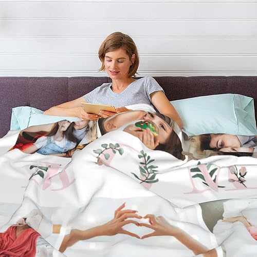 Miniatura 7 de Wominkbby - Manta personalizada con texto fotográfico, manta personalizable para adultos y niños, cumpleaños, Navidad, se adapta a sofá, dormitorio,