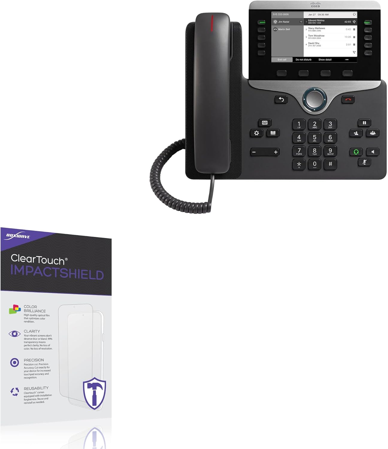 BoxWave Screen Protector Compatible with Cisco IP Phone 8811 - ClearTouch ImpactShield (2-Pack), Impenetrable Screen Protector Flexible Film