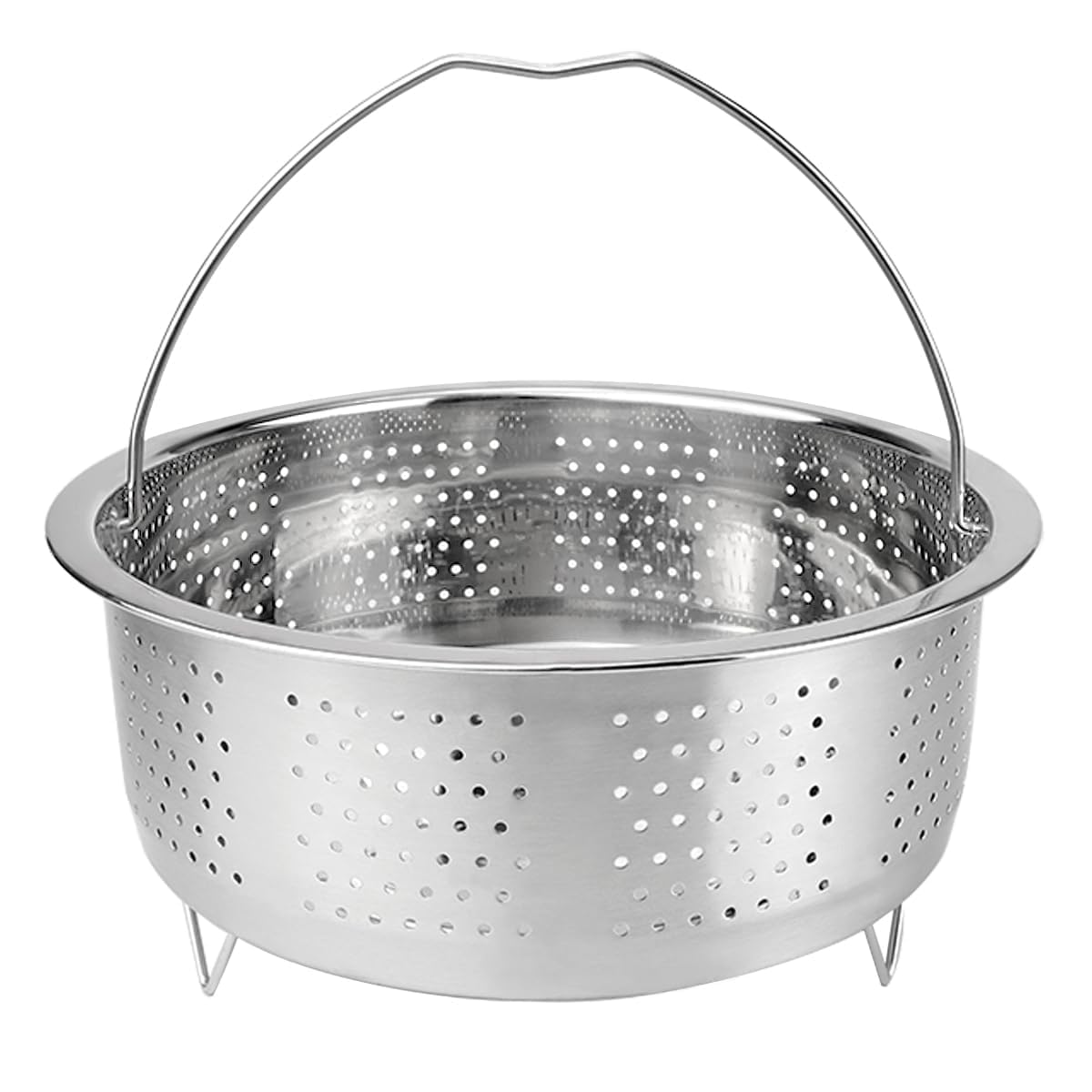 Steamer Basket Metal Insert Steaming Rack For Rice Cooker Steamer Basket With Handle For Vegetables, Fish, Seafood Cooking Warmer Kitchen Strainer Kitchen Cookware Silver [20 x 20 x 8 CM]