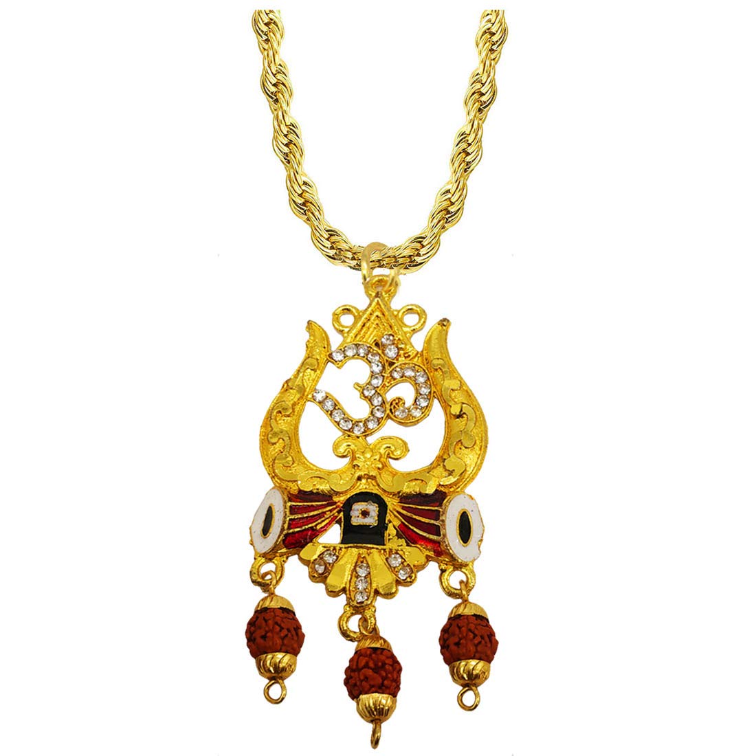 Sullery Religious Om Trishul Damaru Locket With Rudraksha Beads Gold Plated Rope Chain Gold And Brown Brass And Wood Religious Jewellery Pendant Necklace Chain For Men And Women (B08K4Q6LH1) Amazon Price History, Amazon Price Tracker