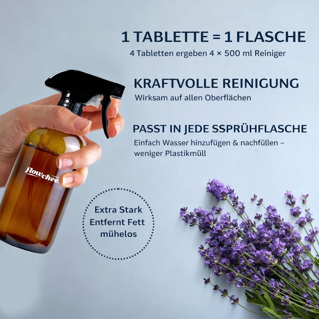 Flowcheer Recambios de limpiador multisuperficie, tabletas de limpieza multiusos, hace botellas de 6,033.0 ml (12 x 17 onzas líquidas) de limpiador en aerosol para limpieza del hogar y la cocina