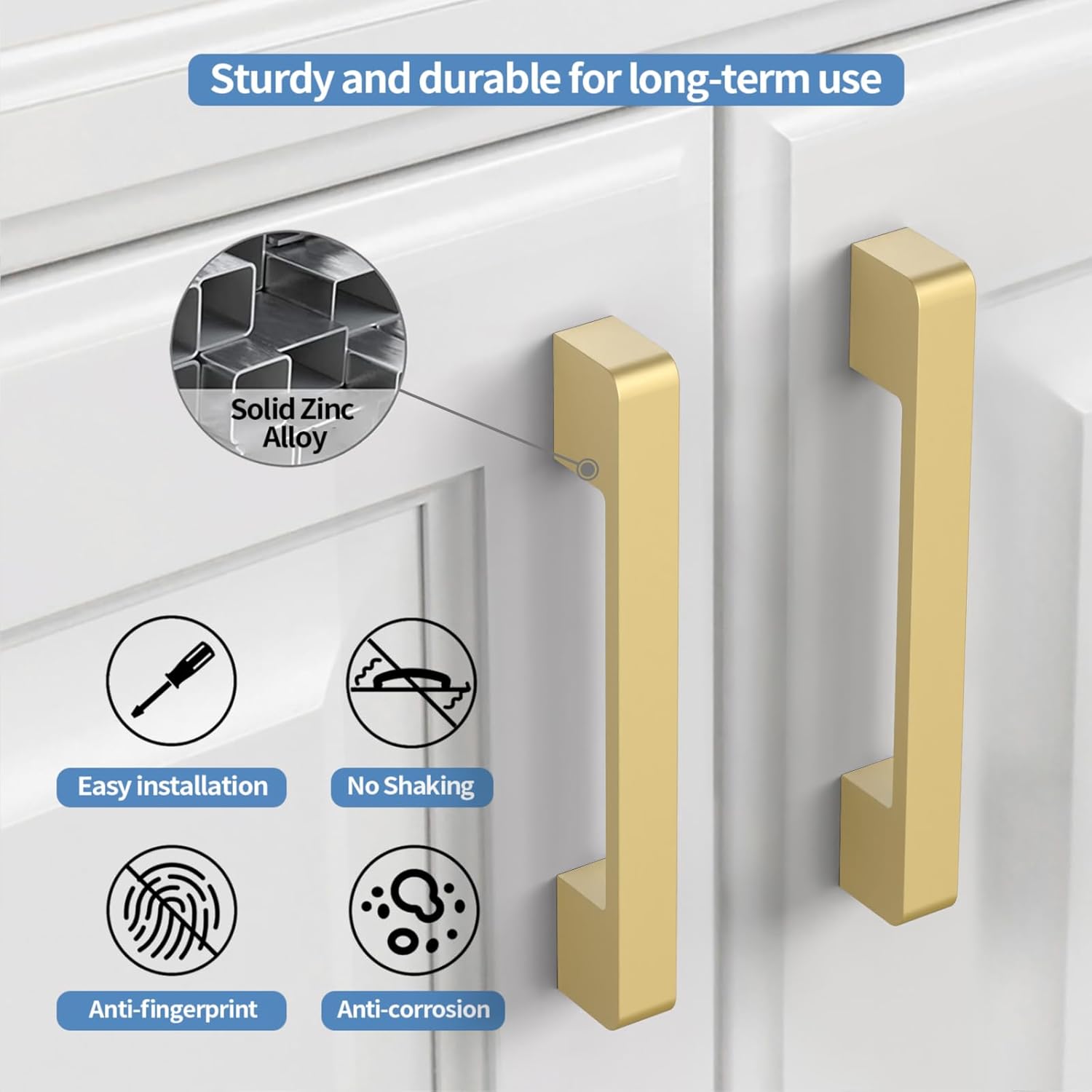 10 Pack 5"(128mm) Brushed Gold Cabinet Pulls Kitchen Cabinet Handles Gold Drawer Pulls Cupboard Hardware for Cabinets