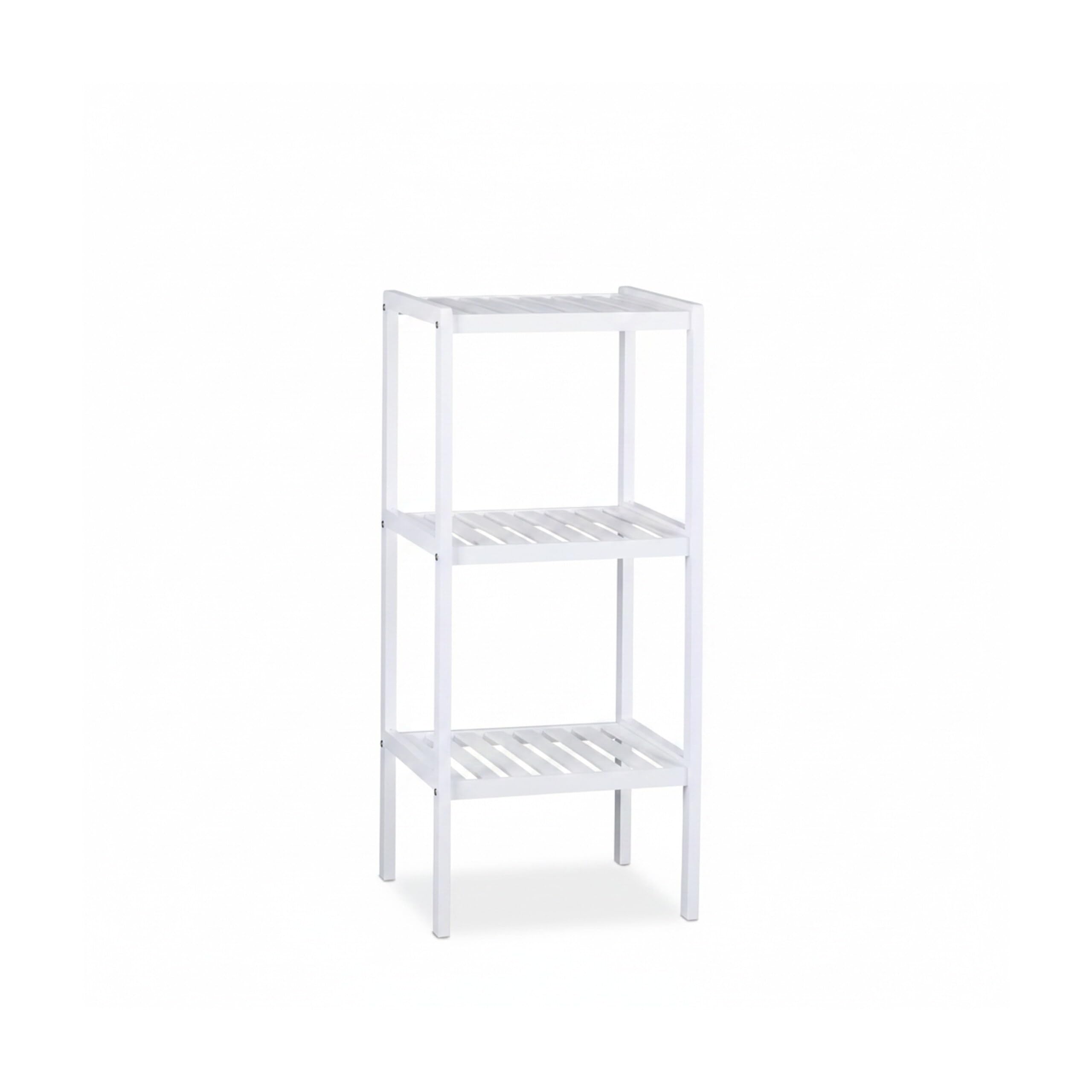 Relaxdays Estantería de bambú para baño, 3 estantes, Madera, de pie, bambú, para Cocina, 80 x 34,5 x 33 cm, Blanco