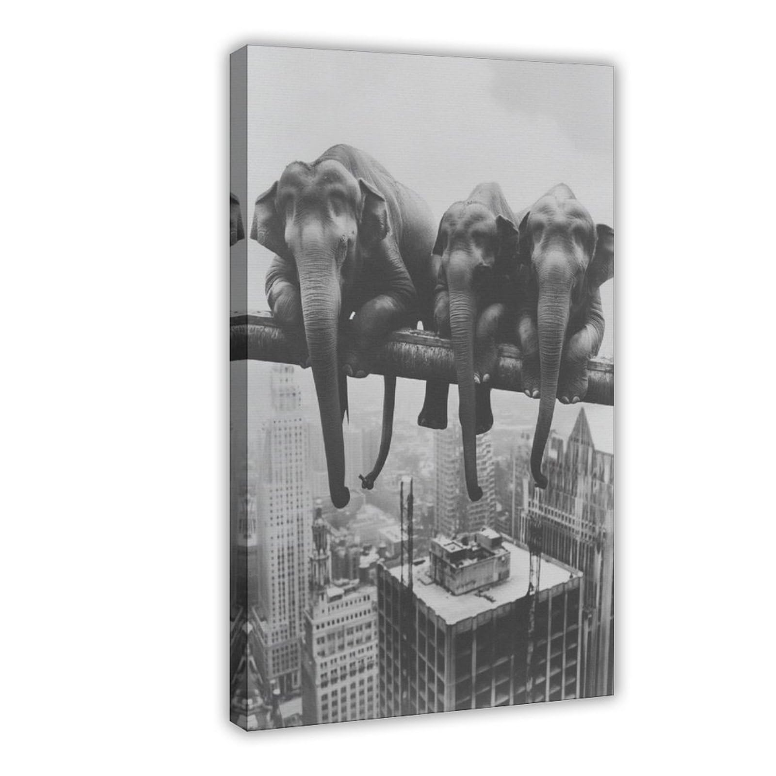 Bareronor Elephant Lunch Poster Canvas Poster Bedroom Decor Landscape Office Room Decor Gift 12" L X 18" W