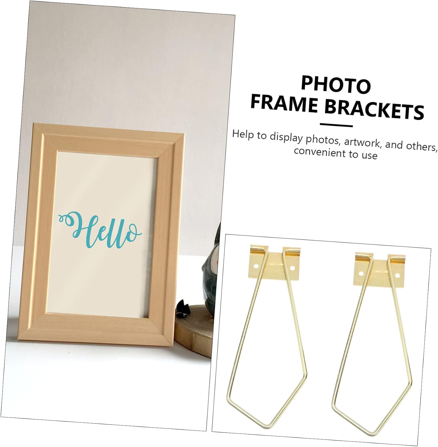 Golden Iron Photo Frame Holder Brackets, 4 Piece Simple Back Stands
