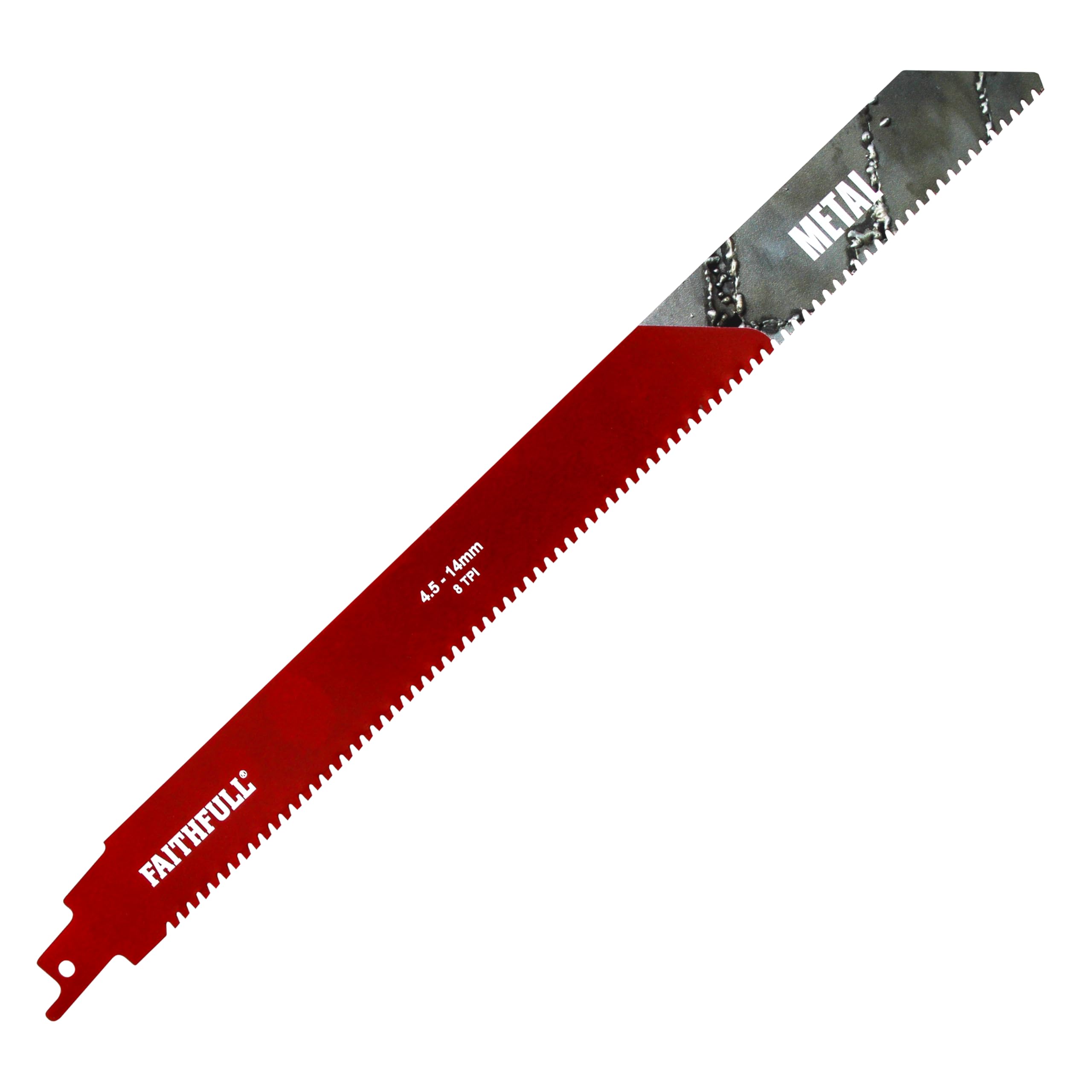 Faithfull Sabre Saw Blade 304mm Carbide Metal Cutting Red 8 Tpi