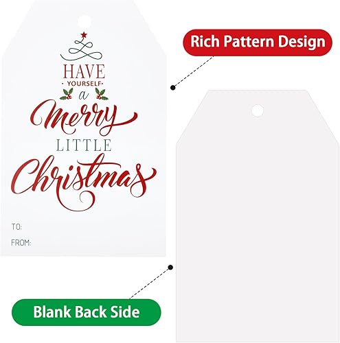 Miniatura 2 de Anwyll Etiquetas de regalo de Navidad, 50 etiquetas de nombre para envolver regalos de Navidad con cuerda, Navidad de etiquetas de regalo, etiquetas