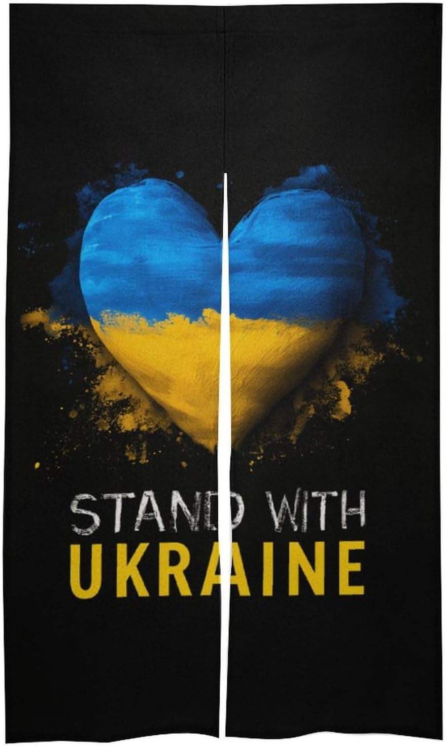 Stand with Ukraine Flag Heart Doorway Curtain Insulated Room Divider Drapes | white linen,privacy curtains