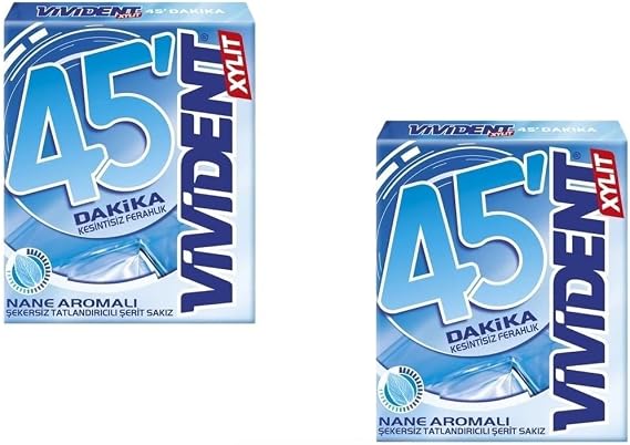Vivident 45 Minutes Peppermint Flavored Sugar-Free-Sweetener Stripe Gum 33g (2PCS)