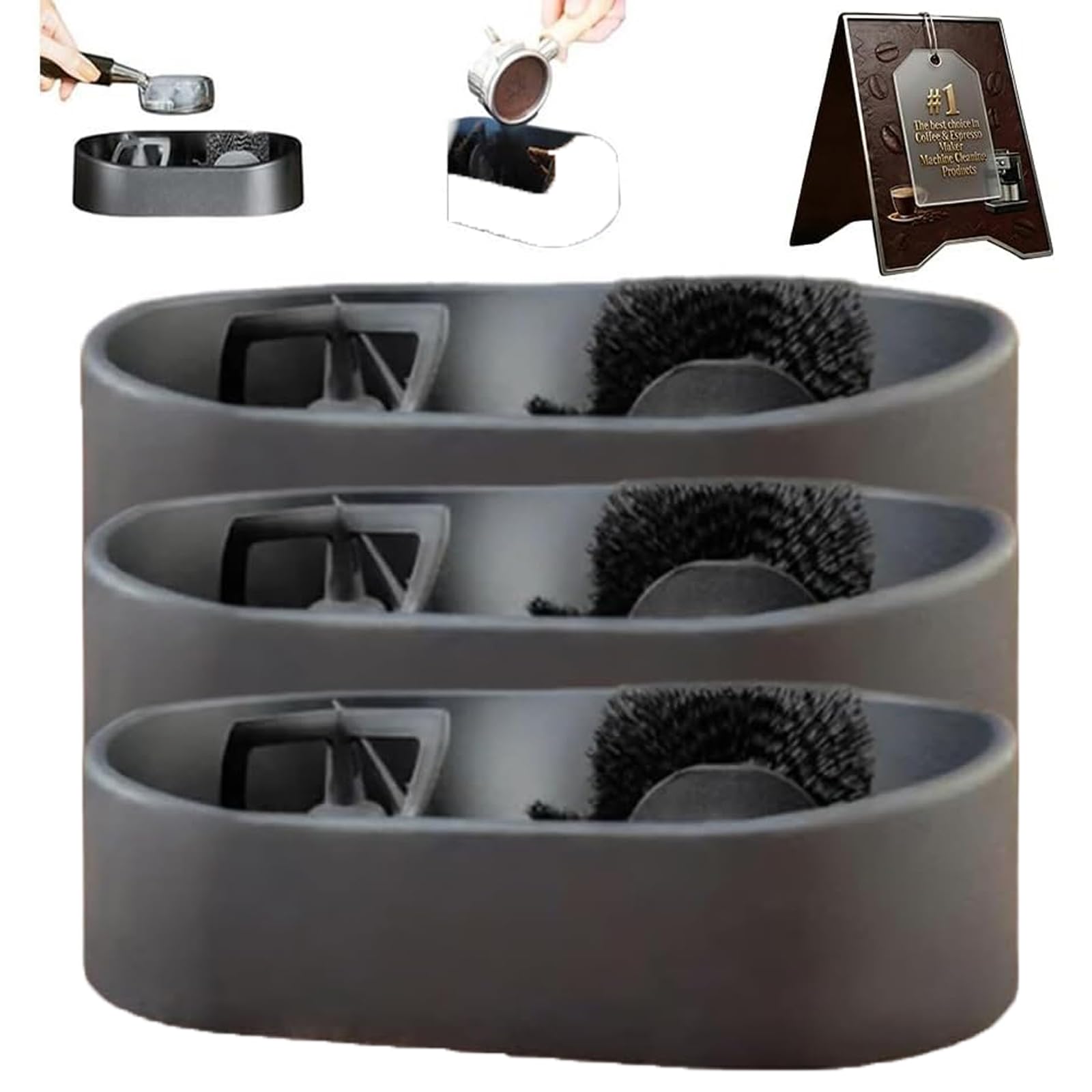 Kit de Limpieza para portafiltros de café, estación de Limpieza eléctrica, Limpiador automático de Cajas de detonación, Kit Profesional de Limpieza Profunda para Espresso con Soporte Estable (3PCS)