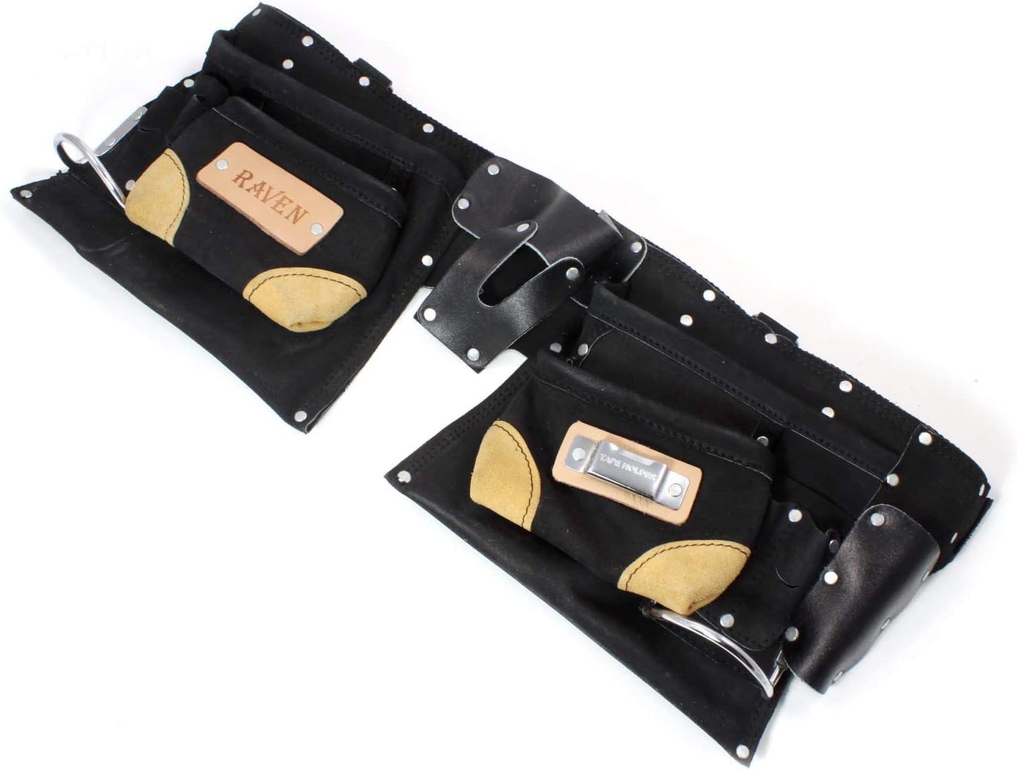 9 Pocket Tool Belt Heavy Duty Suede Leather Fits Hammer And Nails - Black