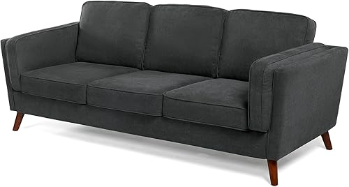 Miniatura 9 de VanAcc Sofá moderno de 87 pulgadas con almohada de brazo integrada, sofá de asiento profundo para sala de estar, gris oscuro