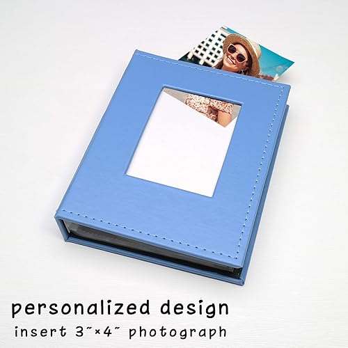 Miniatura 2 de Álbum de fotos pequeño de 4 x 6 pulgadas, paquete de 2 libros de fotos de cuero, cada mini álbum de 26 páginas tiene capacidad para 52 fotos,