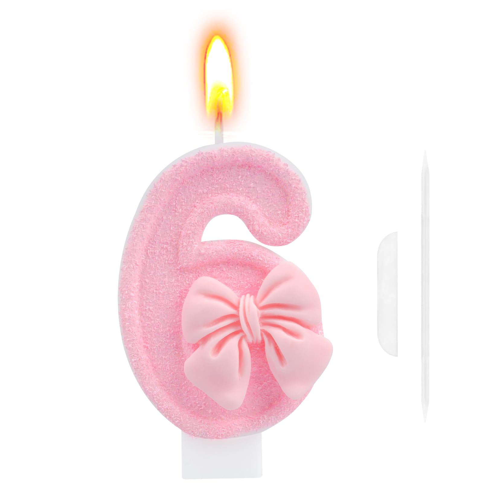Gangyumaoyi Girls Pink 6Th Birthday Cake Topper, Butterfly Happy Birthday Candle, Number 6 Candles, Glittering Cake Toppers Candles For Theme Party Family Gathering Decorations(Number 6)