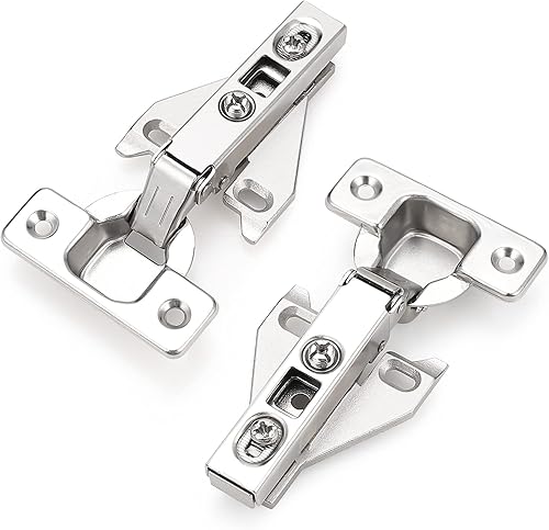 Probrico Bisagras de gabinete de cocina de apertura suave, 10 pares (paquete de 20), bisagras ocultas de montaje en marco frontal de níquel satinado