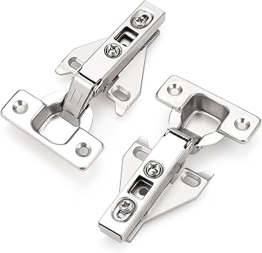 Probrico Soft Opening Kitchen Cabinet Hinges 2 Pairs 4 Pieces, Brushed Satin Nickel Face Frame Mounting Concealed Hinges for Kitchen Cupboard Hardware, with Mounting Screws