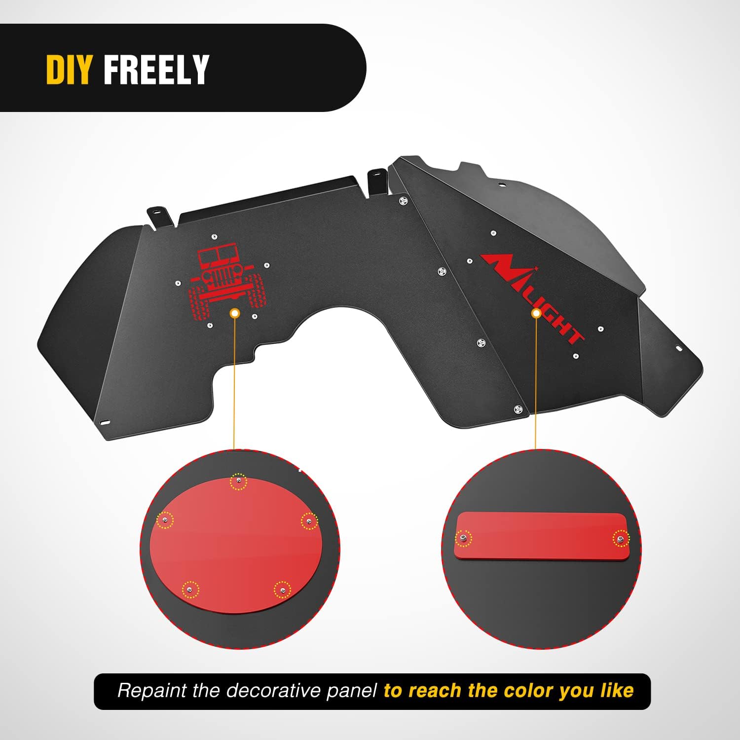 Nilight Front Inner Fender LinersWheel Cover Fit for 2018 2019 2020 2021 2022 2023 2024 2025 Wrangler JL JLU & Gladiator JT 4 Doors 2 Doors Unlimited Bolt-on Style Fender Flares Splash Guards