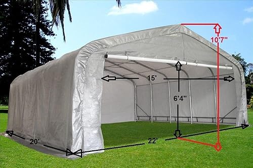 Miniatura 3 de DELTA Canopies 20'x22' cochera grisblanco  Toldo de almacenamiento impermeable para coche camión barco garaje