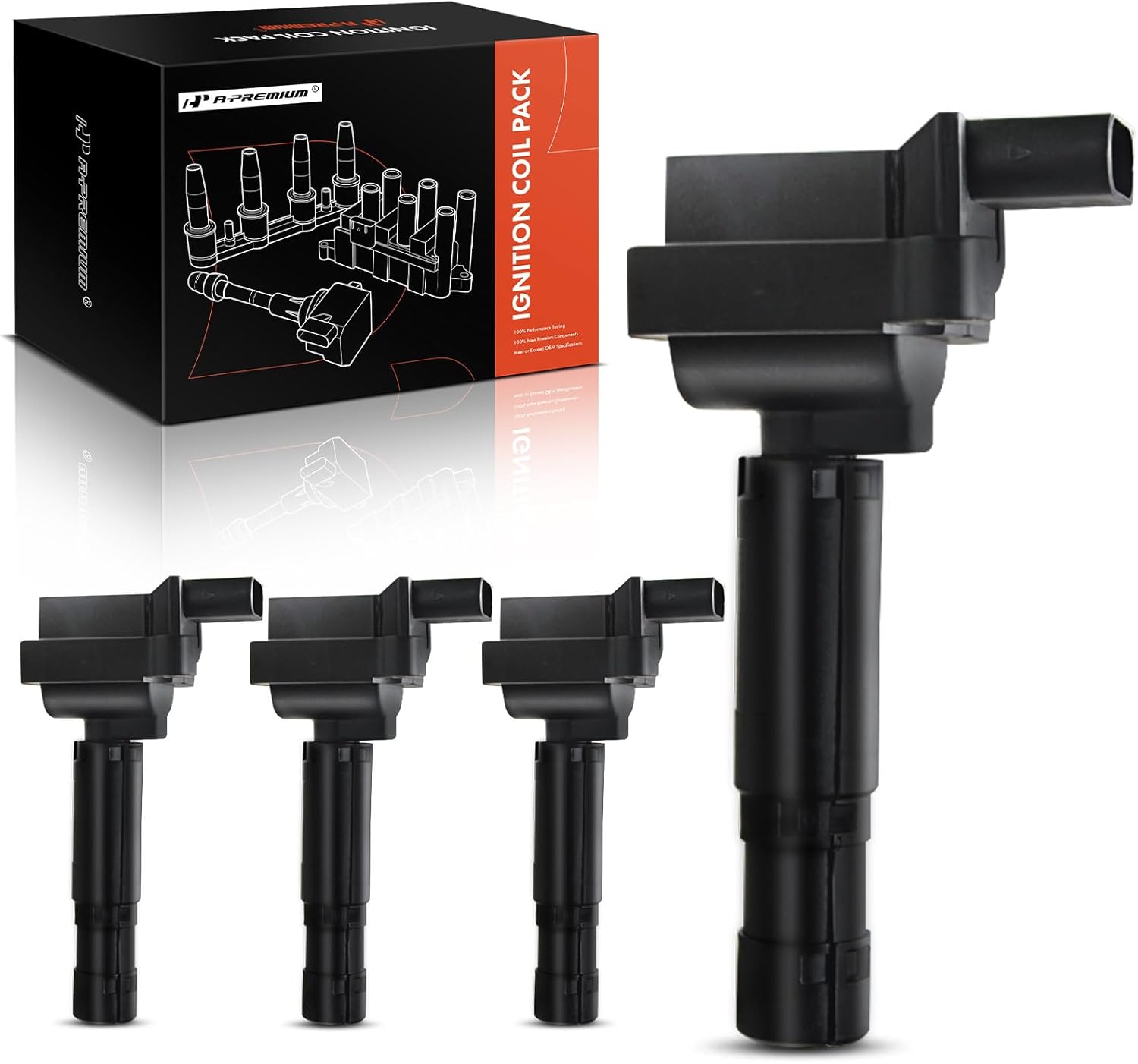 A-Premium Ignition Coil Pack Set of 4 Compatible with Mercedes Benz CL203/W203 Series C230 Kompressor 2003 2004 2005 L4 1.8L
