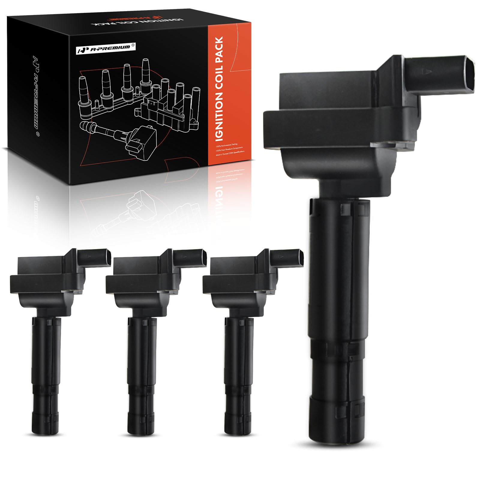 A-Premium Ignition Coil Pack Set of 4 Compatible with Mercedes Benz CL203/W203 Series C230 Kompressor 2003 2004 2005 L4 1.8L