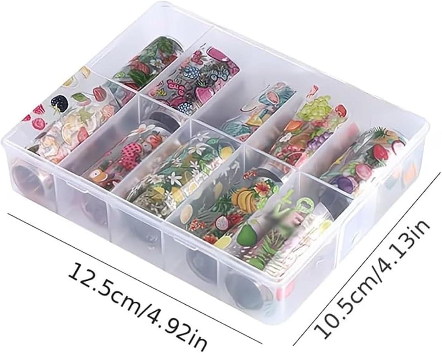 Fruit Nail Art Foil Transfer Stickers 10Rolls/Box Summer Flower Lemon Strawberry Pineapple Self-Adhesive Nail Art Stickers Mixed Tropical Fruits Nails Foils Transfer Decals for Women Manicure