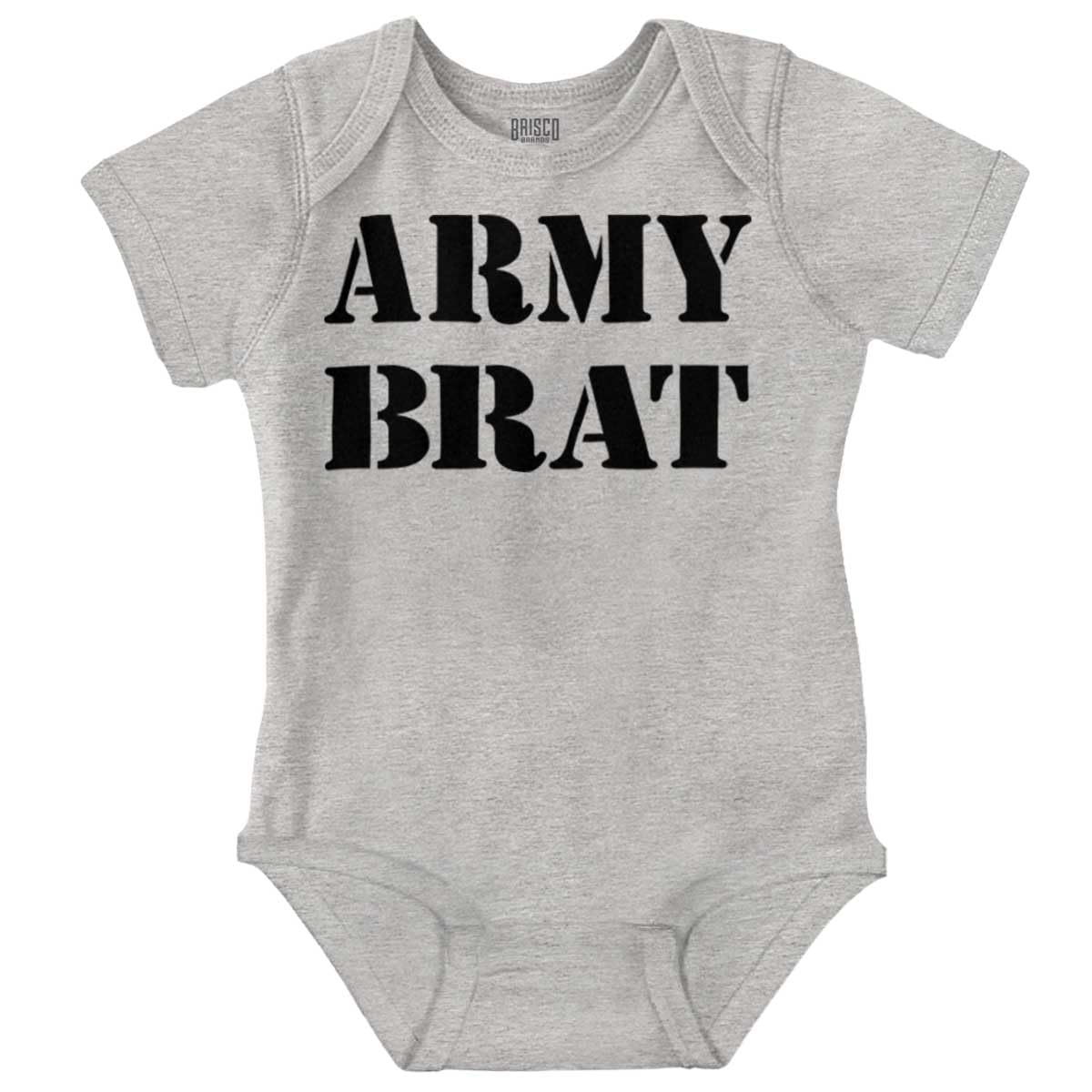 Brisco Brands Army Brat Funny Military USA Child Baby Romper Boys or Girls