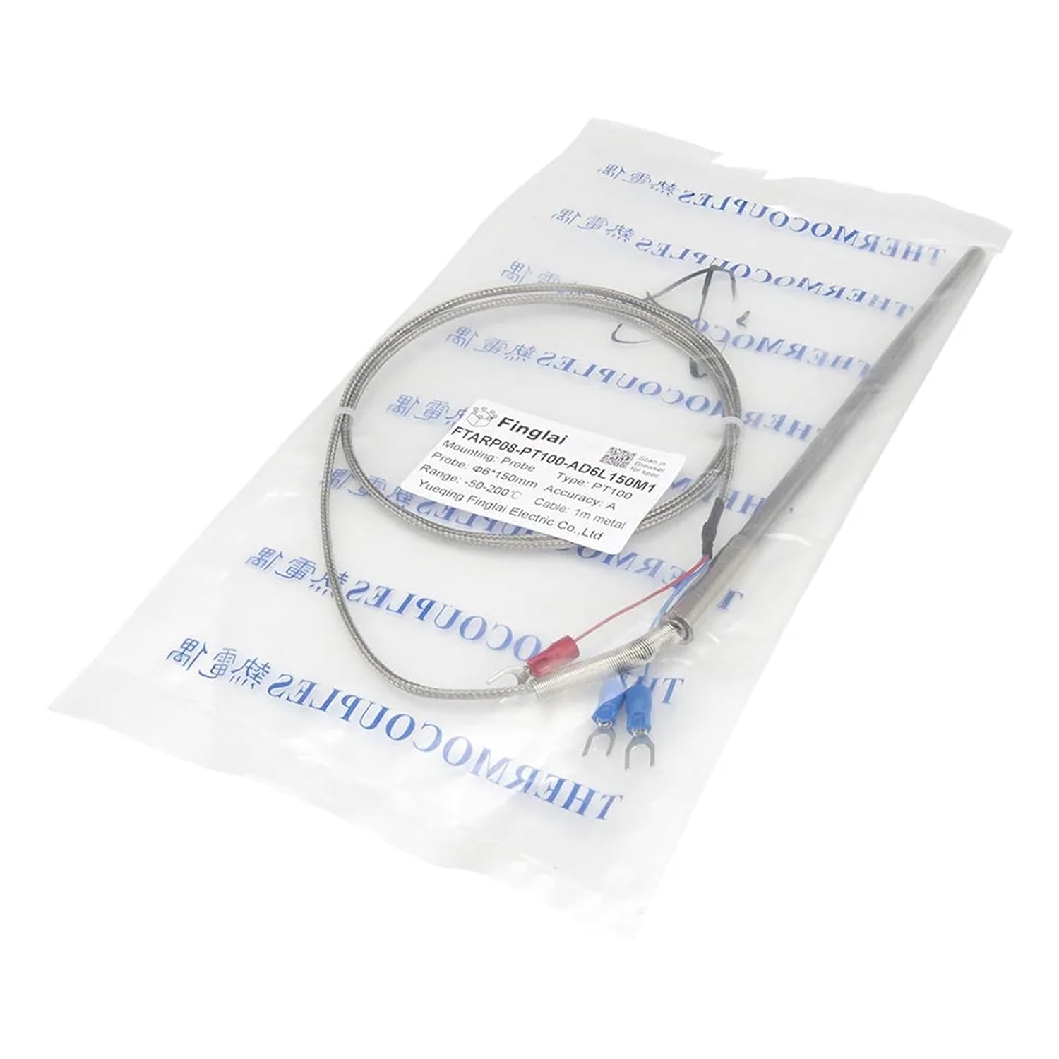 FTARP08 PT100 Type 1m Metal Braided Cable 150mm Flexible Probe sheathed RTD Temperature Sensor Diameter WZPK-191(A 6mm Diameter)
