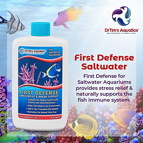 Drtim’s Aquatics First Defense For Saltwater Aquariums – Stress Relief & Immune System Support With Vitamins & Immunostimulants For Fish Tanks 8 Oz. #TOP1