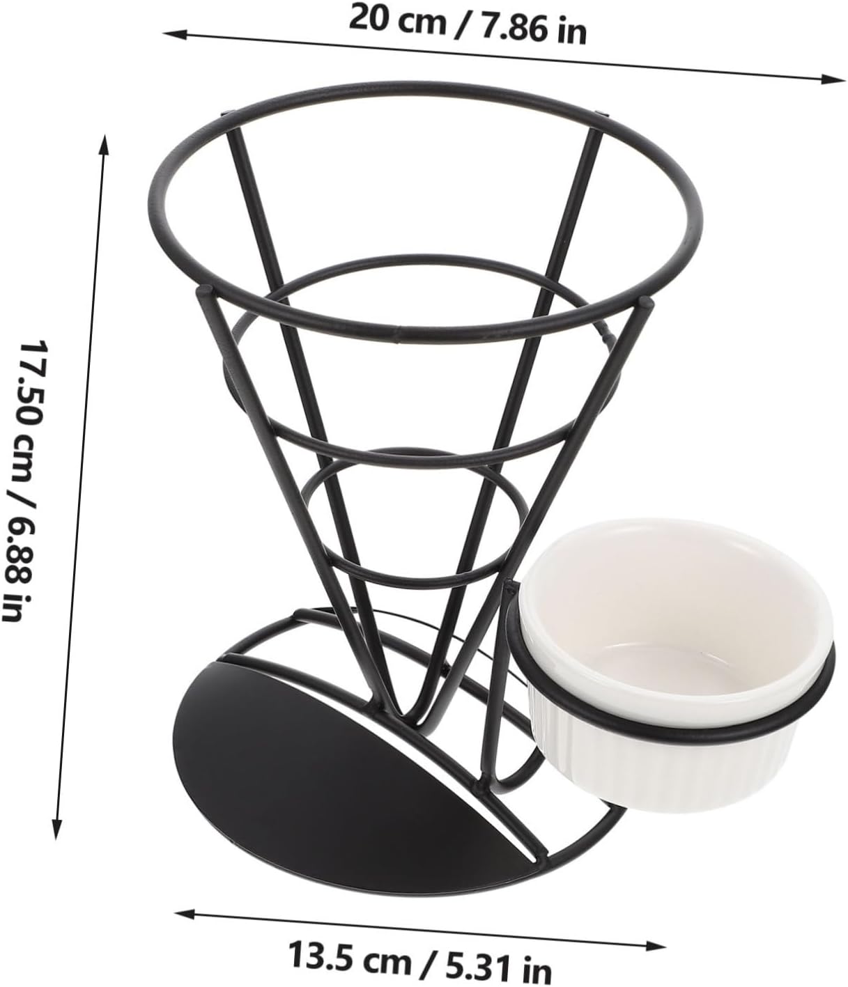 French Fries Display Stand with Sauce Cup Iron Snack Serving Rack Creative Tableware for Parties Food Cones and Events