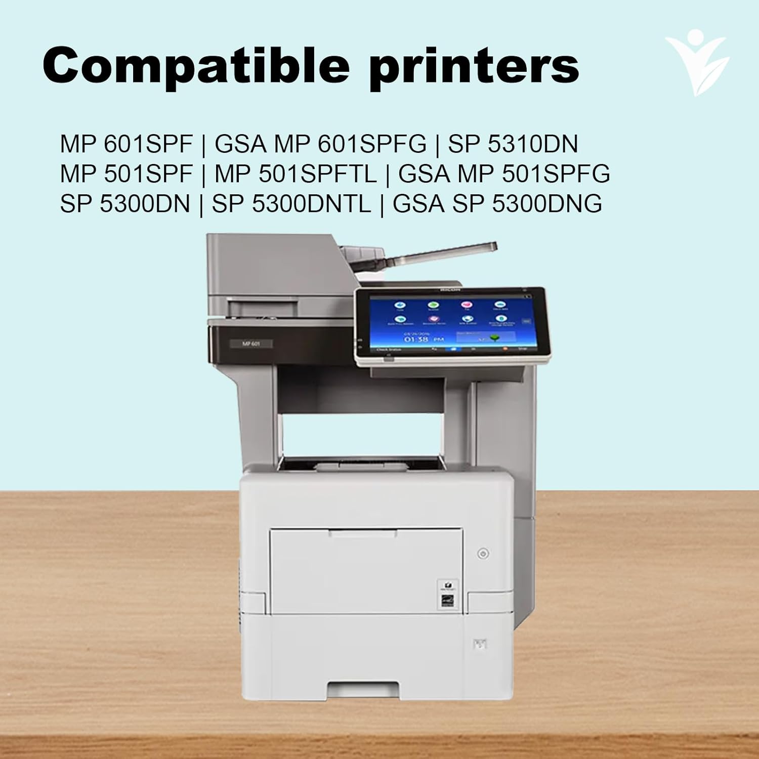 Compatible MP 501 MP 601 Toner Cartridge (2 Black) 407823 Replacement for Ricoh MP 501 Toner Cartridge MP 601 for Ricoh MP 501SPF MP 601SPF SP 5300dn 5300 SP 5310dn Printer (25,000 Pages)